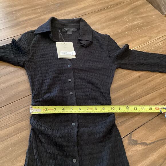 ALLSAINTS Connie Long Sleeve Midi Dress All Saints button down black 2 NWT - Picture 7 of 10
